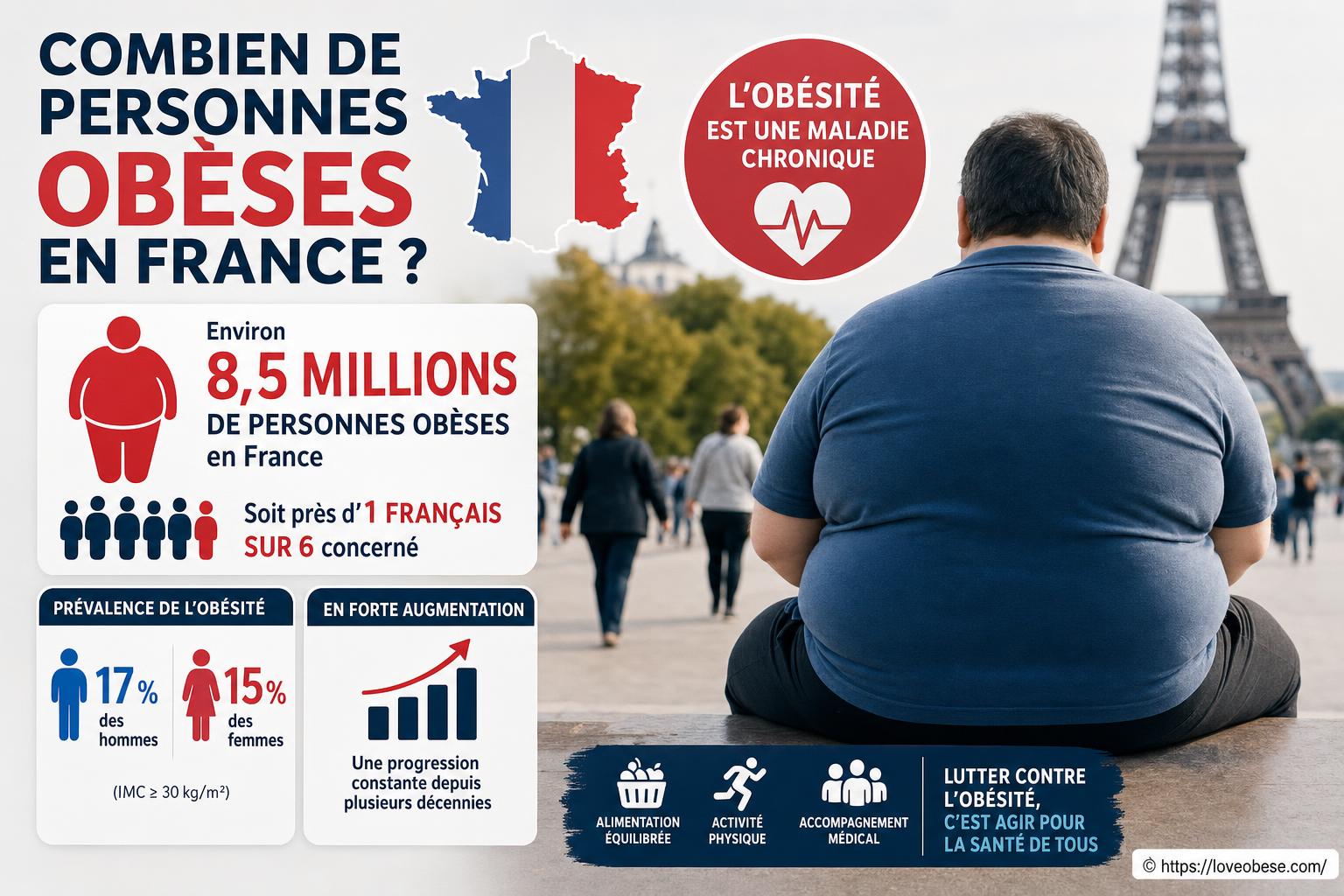Combien de personnes obèses vivent en France ?